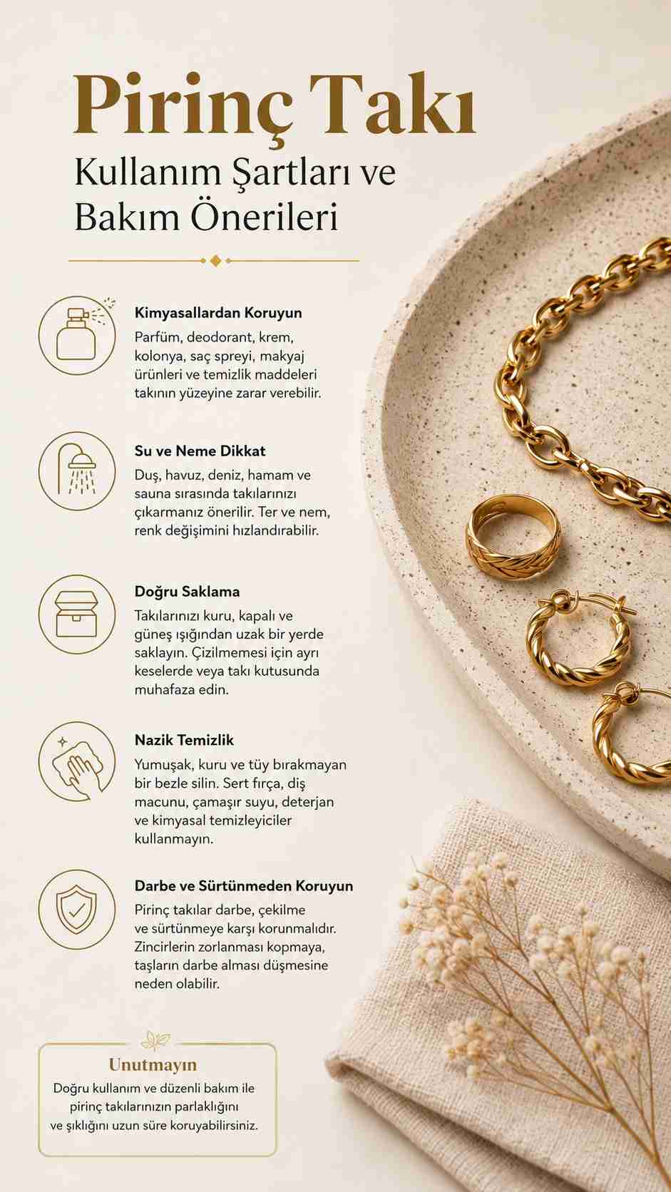 Pirinç Takı Kullanım Şartları ve Bakım Önerileri